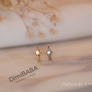 Star Helix Tragus Cartilage Piercing Stud Earring in Gold or Silver, Zircon