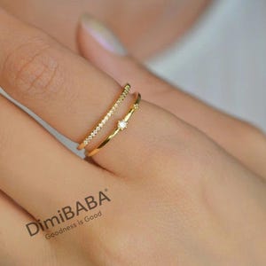 Bague ajustable en or et zirconium, articulation hypoallergénique