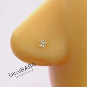 Bone Flower Nose Stud in Gold or Silver, 925 Sterling Silver