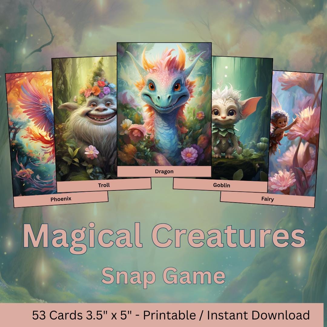 Magic Esnap Game Magical Creatures Snap Card Game: Whimsical Fantasy Matching (PDF ...