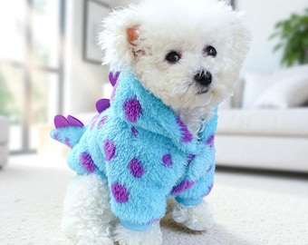 Blue Dinosaur Pet Hoodie, Cozy Dog Costume