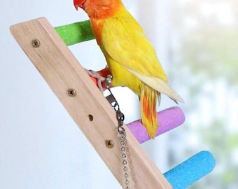Escalera de madera para pájaros, escalones de ejercicio para loros, juguete colorido para pájaros