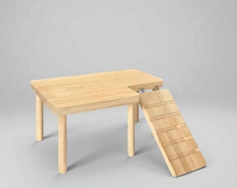 Escalera de madera para hámster con plataforma, juguete de ejercicio para mascotas pequeñas, jaula para cobayas