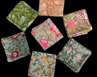Handbedrukte katoenen servetten: boho-tafeldecor, diverse kleuren