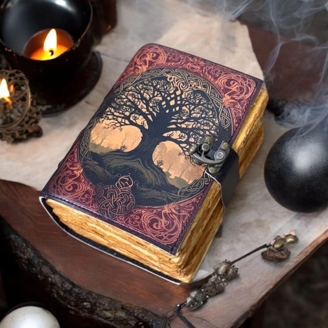 Tree of Life Leather Journal – Handmade Grimoire Book of Shadows, 400 ...