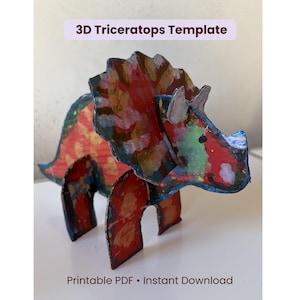 3D Triceratops Template, Dinosaur Craft Template for Kids, Printable PDF, Cardboard Dinosaur, Children's Birthday & Kindergarten, Instant Download