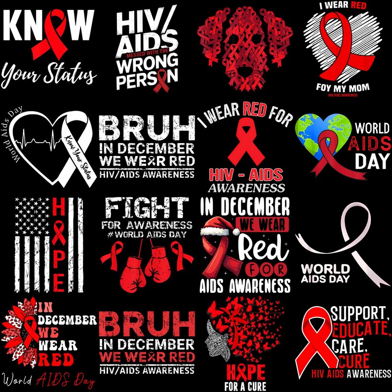 December Red Ribbon PNG - HIV AIDS Awareness Sublimation Clipart, Funny ...
