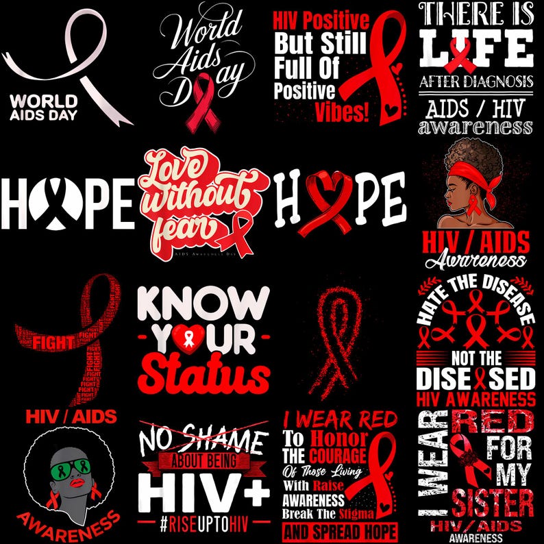 Hiv Ribbon Designs December Red Ribbon PNG - HIV AIDS Awareness Sublimation Clipart, Funny ...
