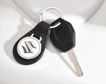 Suzuki Keyring Keychain Logo emblem | PU Leather Domed Resin Gel Cover l Key Fob | Handmade Key Ring | Car Accessories Gift For Men, Dad