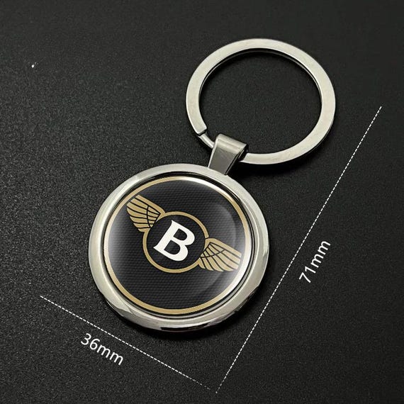 Bentley Key Holder Metal Keychain Emblem Logo Domed Resin Cover
