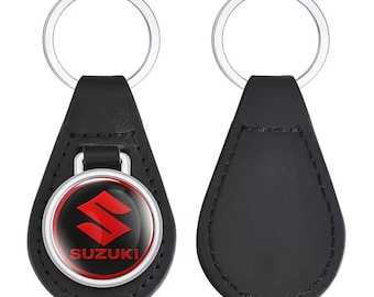 Suzuki Keyring Keychain Logo emblem | PU Leather Domed Epoxy Gel Cover l Key Fob | Handmade Key Ring | Car Accessories Gift For Men, Dad