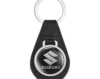 Suzuki Keyring Keychain Logo emblem | PU Leather Domed Epoxy Gel Cover l Key Fob | Handmade Key Ring | Car Accessories Gift For Men, Dad