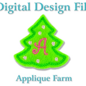 Feltie Embroidery File - Christmas Tree Monogram in Curlz - In the Hoop - Instant Digital Download C210