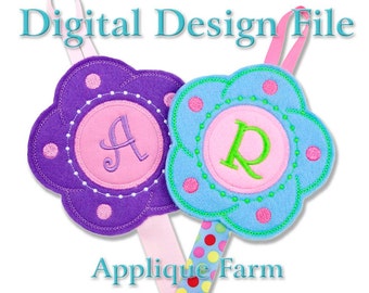 ITH Felt Embroidery File - Bow Holder (Two FULL ALPHABETS Incl)  - In the Hoop - Instant Digital Download H201