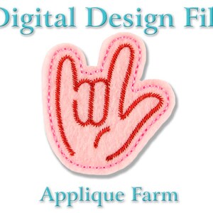 Feltie Embroidery File - ASL I Love You - In the Hoop - Instant Digital Download C236