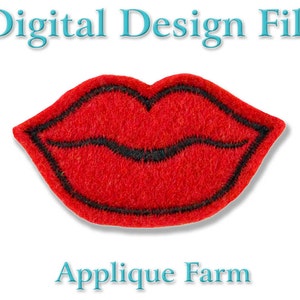 Feltie Embroidery File - Lips - In the Hoop - Instant Digital Download C217