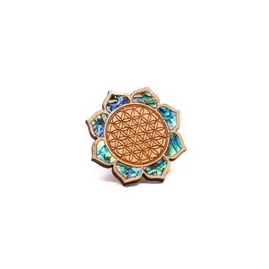 Wooden Lotus of Life Inlay Pin