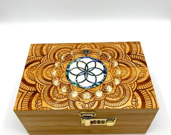 Seed of life    connisouer box wirh combination lock and removable matching tray