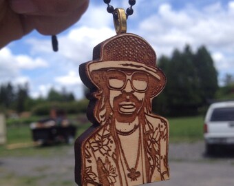 Mac dre goes Hawaii wood and gold pendant