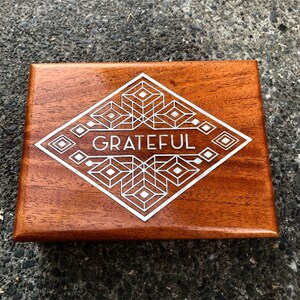 Forever grateful pearl inlay mahogany box