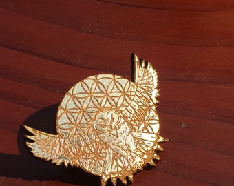 Wood Gold Leaf Sacred G Owl