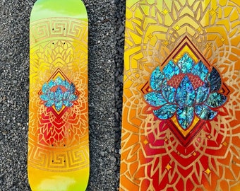 Sacred lotus  inlay skateboard