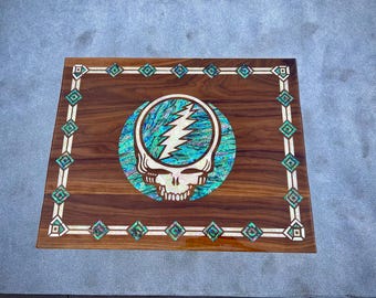 Forever Grateful walnut inlay table