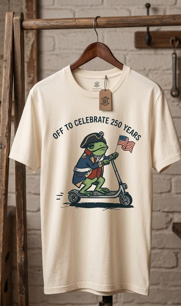 Funny Colonial Frog T-shirt,celebrate 250 Years USA Anniversary Tee ...