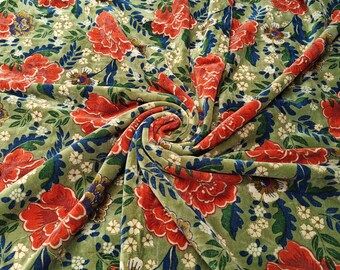 Indian floral printed Velvet Fabric upholstery lampshades curtain quilting fabric