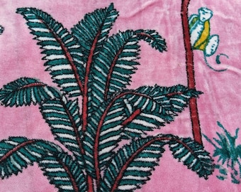 Pink floral printed Velvet Fabric Indian upholstery lampshades curtain quilting fabric