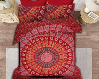 Jaipuri Mandala Bedding Set | Queen Size Cotton Duvet Cover
