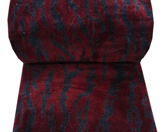 Vintage Indian Velvet Fabric, Jungle Bird Floral Print (By The Yard)