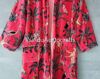Kimono de veludo com estampa floral: Jaqueta boho rosa escuro