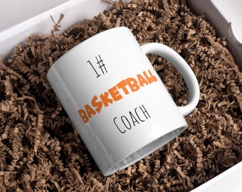 Taza de entrenador de baloncesto número uno, divertida taza de café con humor para entrenador de baloncesto, el mejor regalo de entrenador de la historia.
