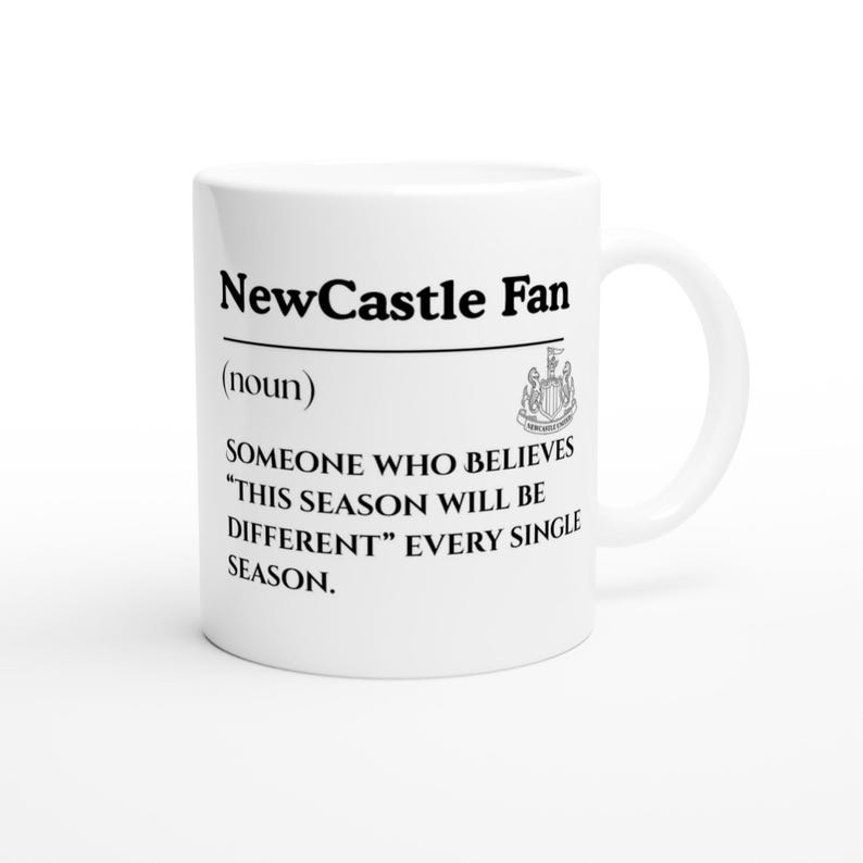 Taza para fan del Newcastle United, regalo divertido de fútbol, taza de broma de la Premier League, humor para aficionados al fútbol británico, regalo para amantes del fútbol imagen 4