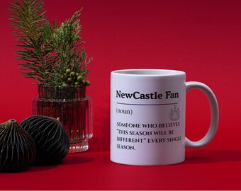 Taza para fan del Newcastle United, regalo divertido de fútbol, taza de broma de la Premier League, humor para aficionados al fútbol británico, regalo para amantes del fútbol