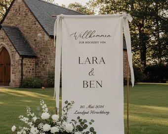 Custom Linen Wedding Sign, Fabric Wedding Sign, Custom Welcome Sign, Wedding Decoration, Linen Wedding Banner, Engagement Party Sign - W006