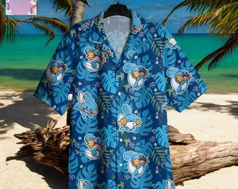 Mudkip Hawaiian Shirt Water Type Aloha Anime Tropical Summer Beach Shirt Fun Gift