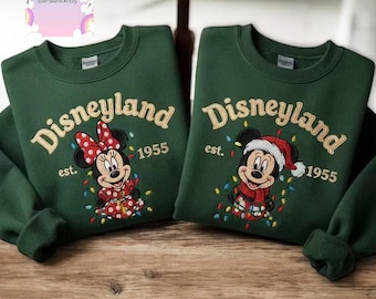 EMBROIDERED Disneyland couple Christmas sweatshirt, Mickey and friends Christmas sweatshirt, warm Disney sweatshirt for Christmas