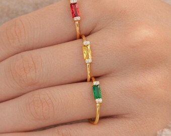 Anillo de piedra de nacimiento/Anillo de piedra de nacimiento familiar/Regalo de Navidad/Regalo del Día de la Madre Anillo de oro/Anillo de piedra de nacimiento/Regalos de piedra de nacimiento/Joyas para madres