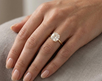 Bague de promesse en argent massif 925, sertie d'un halo caché simulé et d'un diamant coussin de 9 mm. Bague élégante, idéale comme cadeau de mariage.