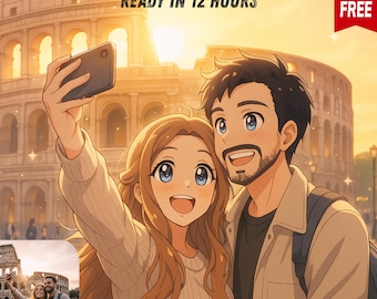 Custom Anime Couple Portrait | Personalized Digital Illustration