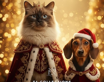 Christmas Pet Portrait Gift – Custom Dog & Cat Art, Personalized Santa Illustration, Holiday Printable Decor