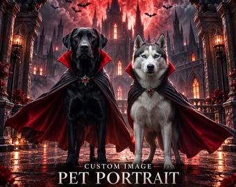 Custom Halloween Pet Portrait, Spooky Dog or Cat Art (Digital File)