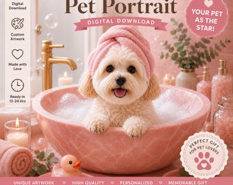 Funny Pet on Toilet Portrait | Personalized Dog & Cat Art from Photo | Bathroom Wall Decor | Custom Pet Gift | Digital Download