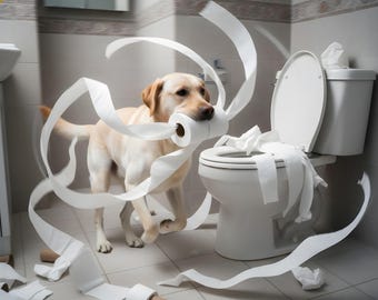 Funny Pet Portrait • Custom Dog or Cat Toilet Art (Digital Download)
