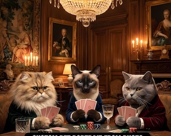 Custom Pet Portrait Dogs Playing Poker | Personalized Funny Pet Wall Art | Man Cave Decor | Gift for Him | Digital File