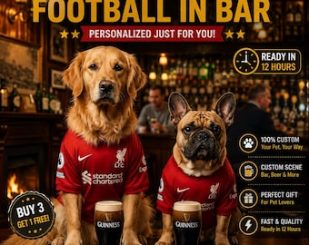Custom Pet Football Portrait | Personalized Dog & Cat Soccer Art | Funny Pet Gift | Digital Download