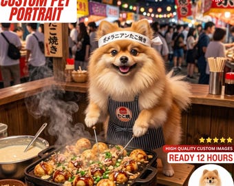 Custom Pet Portrait from Photo | Personalized Pet in Kitchen | Dog & Cat Chef Portrait | Funny Cooking Pet Art | Digital Download