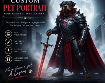 Custom Halloween Pet Portrait, Spooky Dog Cat Witch Art (Digital Download)